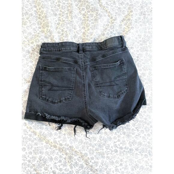 American Eagle Black Distressed Denim Shorts Women’s Size 6 - Picture 2 of 7
